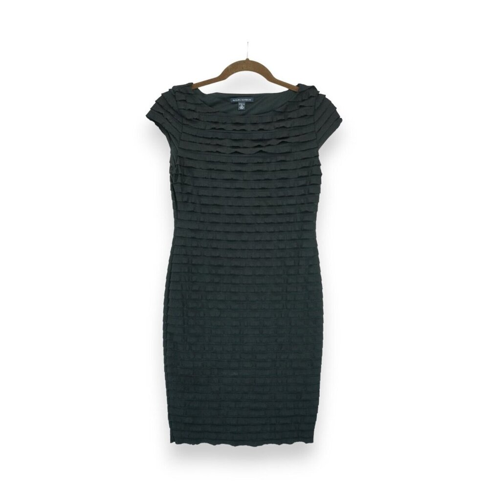 Banana Republic‎ Women's Tiered Ruffle Layered Black Dress Size XS Stretch